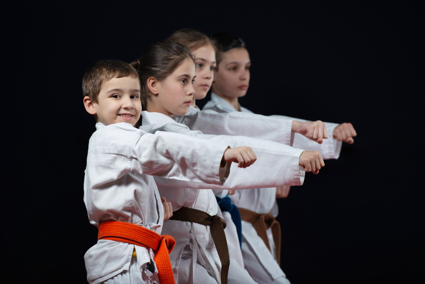 Group kids Karate martial Arts